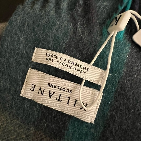 Kiltane Scotland Cashmere Scarf, Tartan blue, fringes, unisex,  64”x10.5”NWT - Picture 3 of 7